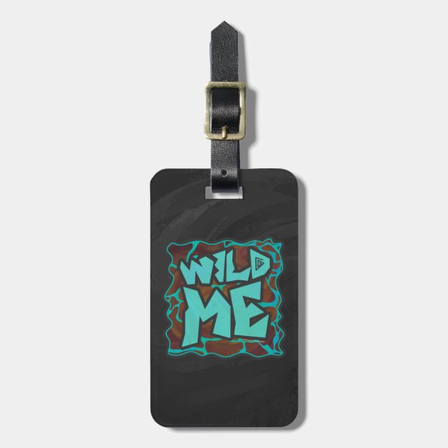 Giraffe Brown and Teal Print Luggage Tag (Front Vertical)