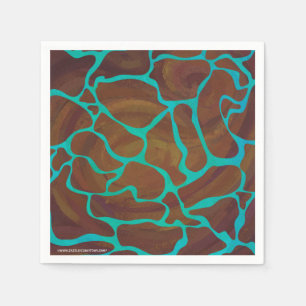 Giraffe Brown and Teal Print Napkin