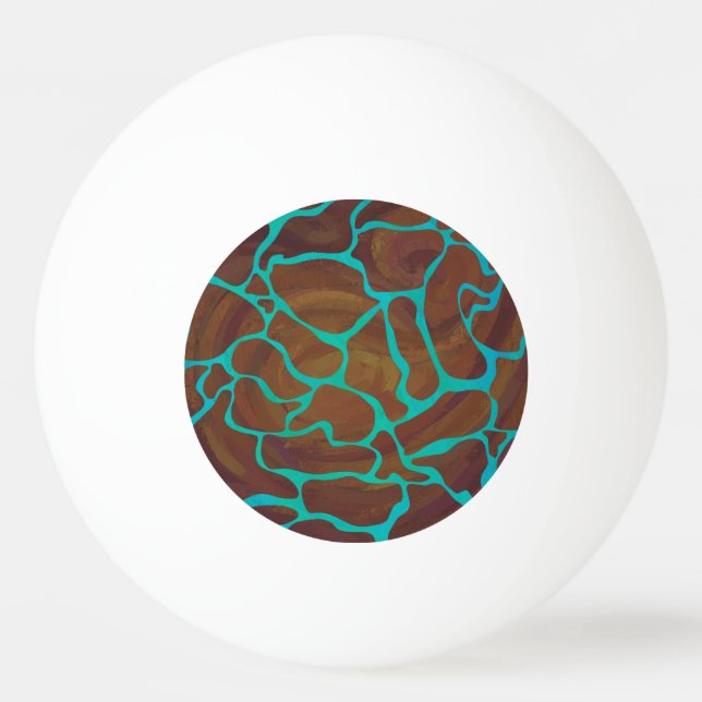 Giraffe Brown and Teal Print Ping Pong Ball (Front)