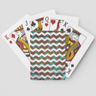 Giraffe Brown and Teal Print Playing Cards