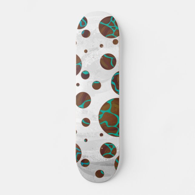 Giraffe Brown and Teal Print Skateboard (Front)