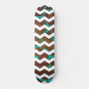 Giraffe Brown and Teal Print Skateboard