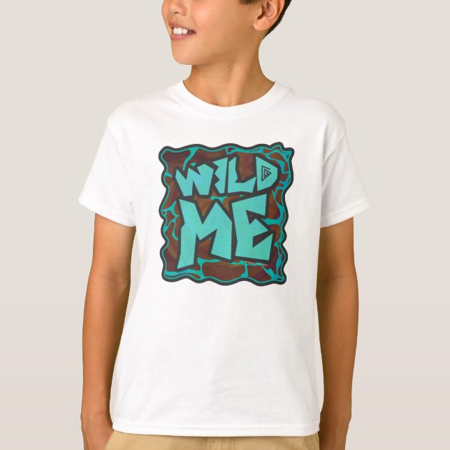 Giraffe Brown and Teal Print T-Shirt (Front)