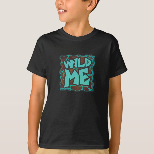 Giraffe Brown and Teal Print T-Shirt (Front)