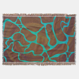 Giraffe Brown and Teal Print Throw Blanket