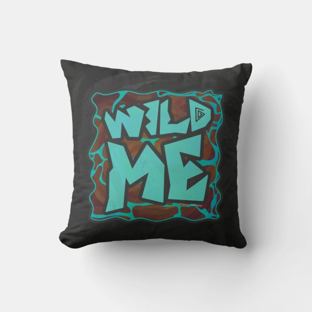 Giraffe Brown and Teal Print Throw Pillow (Front)