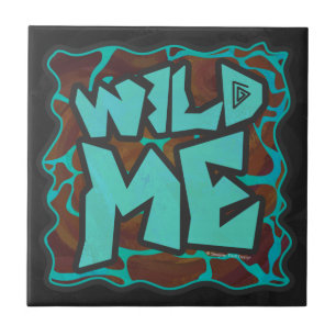 Giraffe Brown and Teal Print Tile