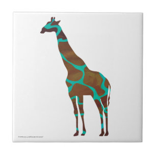 Giraffe Brown and Teal Print Tile