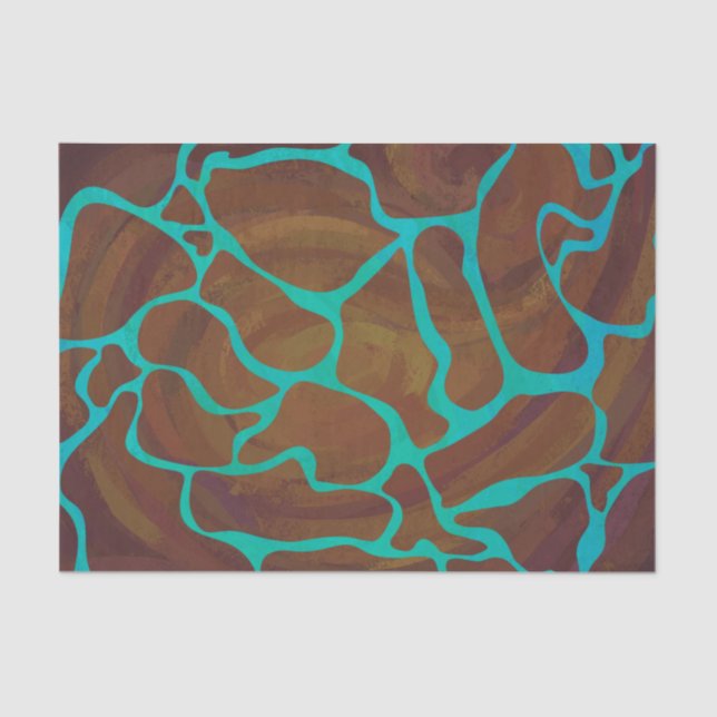 Giraffe Brown and Teal Print Tissue Paper (Front)