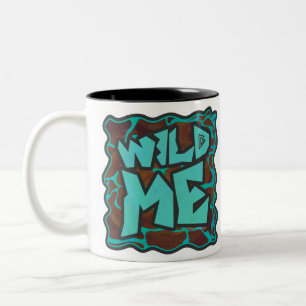 Giraffe Brown and Teal Print Two-Tone Coffee Mug