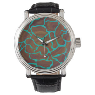 Giraffe Brown and Teal Print Watch