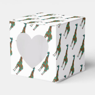 Giraffe Brown and Teal Siloette Favor Box