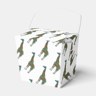 Giraffe Brown and Teal Siloette Favor Box