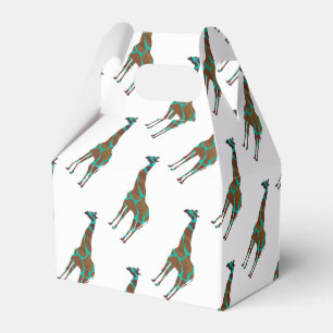 Giraffe Brown and Teal Siloette Favor Box