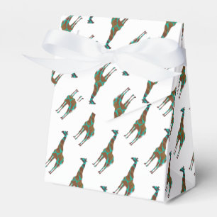 Giraffe Brown and Teal Siloette Favor Box