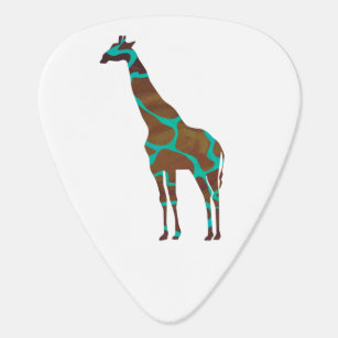 Giraffe Brown and Teal Siloette Guitar Pick