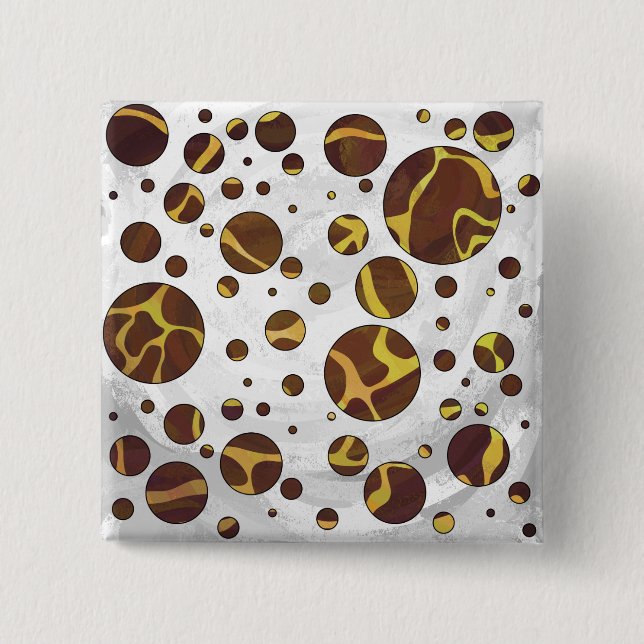 Giraffe Brown and Yellow Print 2 Inch Square Button (Front)