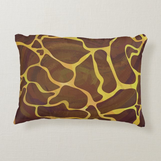 Giraffe Brown and Yellow Print Accent Pillow (Back)