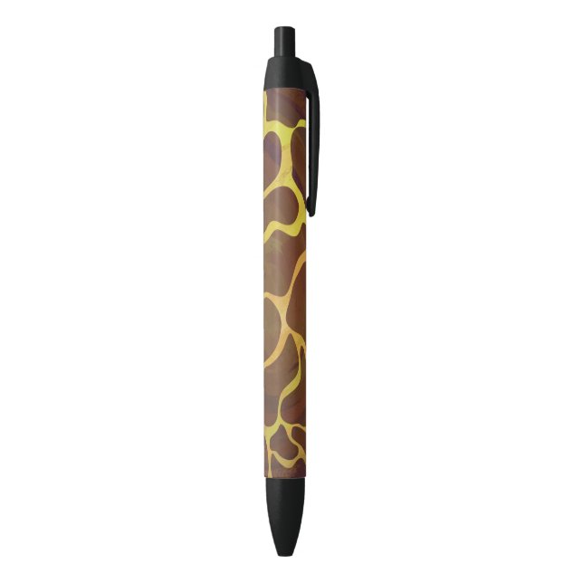 Giraffe Brown and Yellow Print Black Ink Pen (Bottom (Vertical))