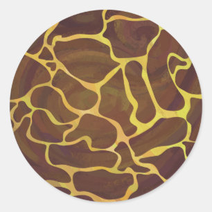 Giraffe Brown and Yellow Print Classic Round Sticker
