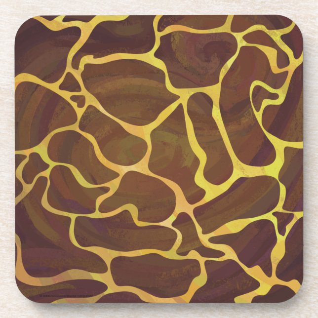Giraffe Brown and Yellow Print Coaster (Front)