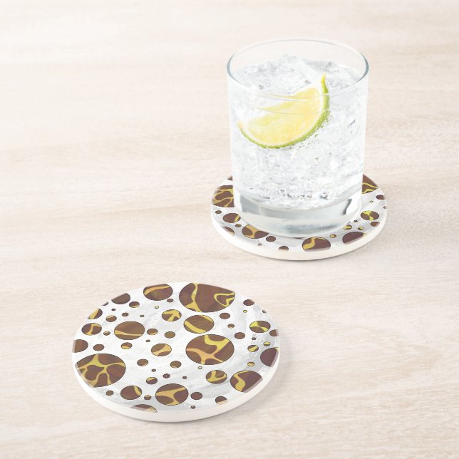 Giraffe Brown and Yellow Print Coaster (Side)