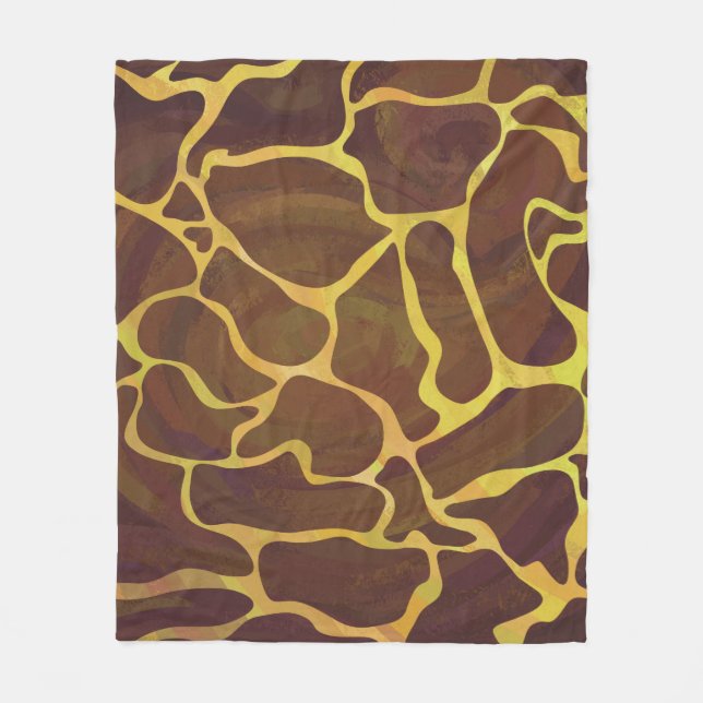 Giraffe Brown and Yellow Print Fleece Blanket (Front)