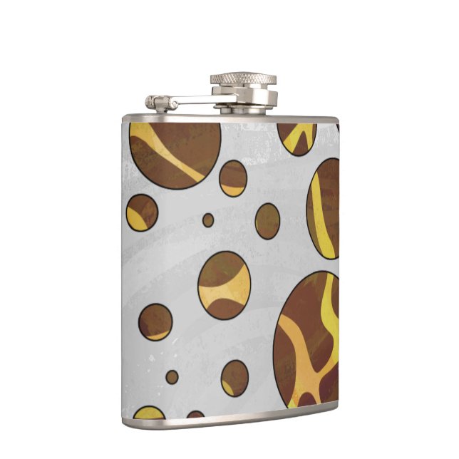 Giraffe Brown and Yellow Print Hip Flask (Right)