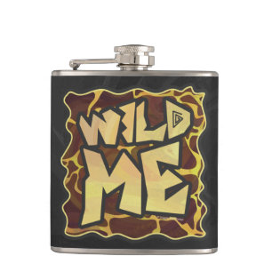 Giraffe Brown and Yellow Print Hip Flask