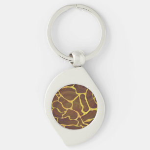 Giraffe Brown and Yellow Print Keychain