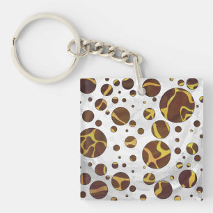 Giraffe Brown and Yellow Print Keychain