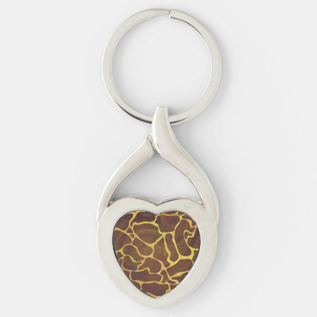 Giraffe Brown and Yellow Print Keychain (Front)