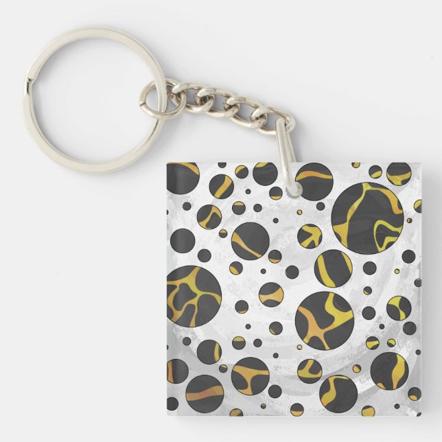 Giraffe Brown and Yellow Print Keychain (Front)