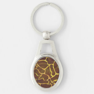 Giraffe Brown and Yellow Print Keychain