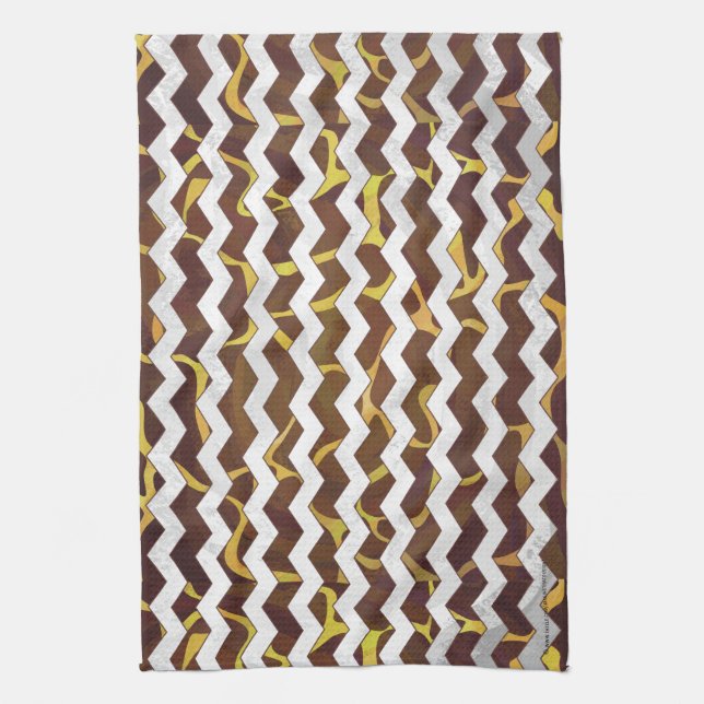 Giraffe Brown and Yellow Print Kitchen Towel (Vertical)
