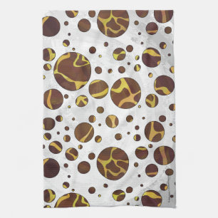 Giraffe Brown and Yellow Print Kitchen Towel