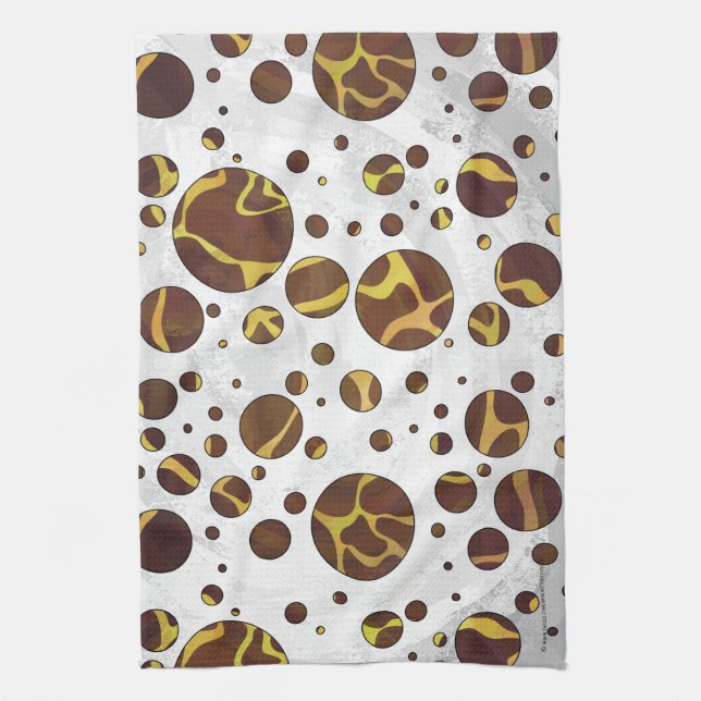 Giraffe Brown and Yellow Print Kitchen Towel (Vertical)