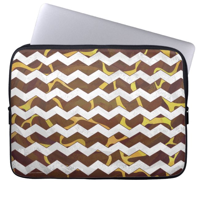 Giraffe Brown and Yellow Print Laptop Sleeve (Front)