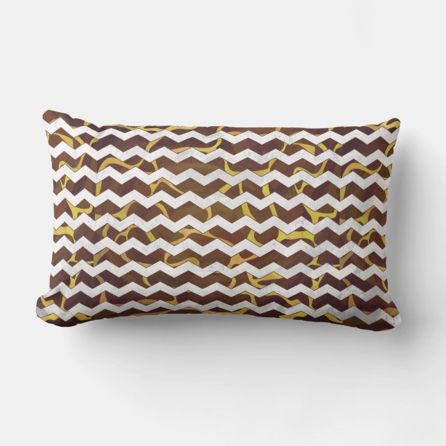 Giraffe Brown and Yellow Print Lumbar Pillow (Front)