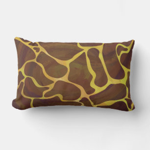 Giraffe Brown and Yellow Print Lumbar Pillow
