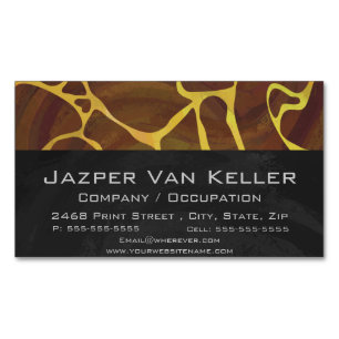 Giraffe Brown and Yellow Print Magnetic Business Card