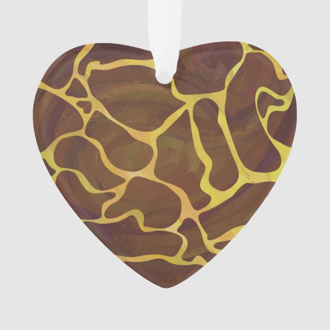 Giraffe Brown and Yellow Print Ornament (Front)
