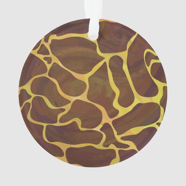 Giraffe Brown and Yellow Print Ornament (Back)