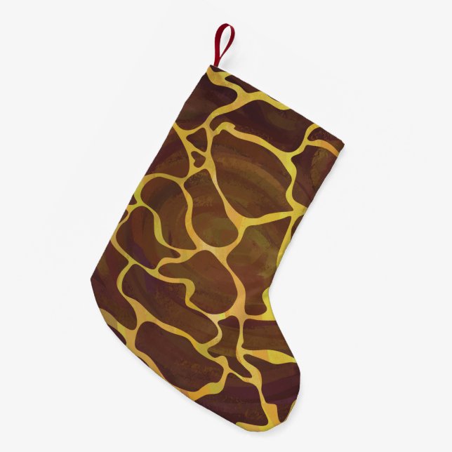 Giraffe Brown and Yellow Print Small Christmas Stocking (Front (Hanging))