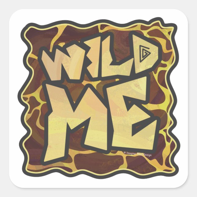 Giraffe Brown and Yellow Print Square Sticker (Front)