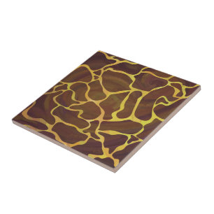 Giraffe Brown and Yellow Print Tile