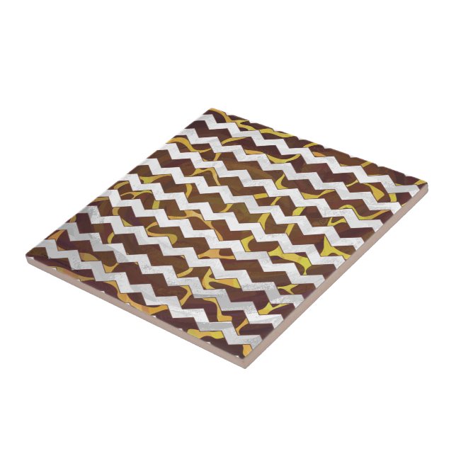 Giraffe Brown and Yellow Print Tile (Side)