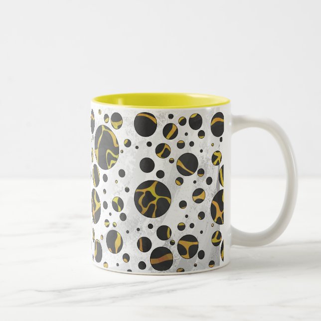 Giraffe Brown and Yellow Print Two-Tone Coffee Mug (Right)