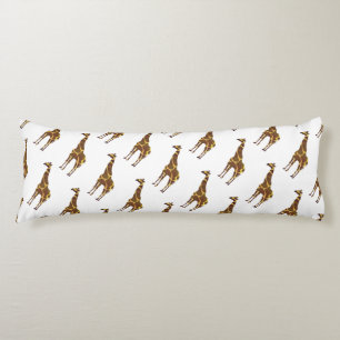 Giraffe Brown and Yellow Silhouette Body Pillow