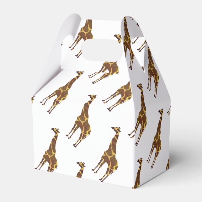 Giraffe Brown and Yellow Silhouette Favor Box (Front Side)
